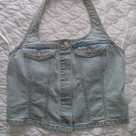 denim corset, with bags on the sides, size L and M, low back - Picture 2 of 10